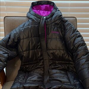 Girls Lg Columbia Black Jacket with Purple Interior